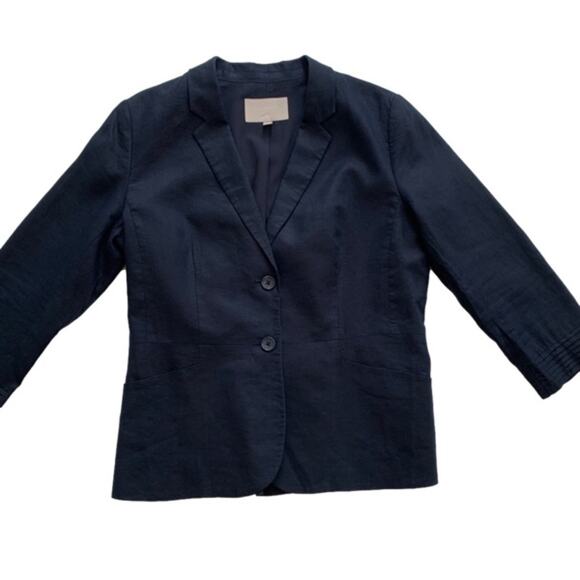 Banana Republic Factory Blazer Jacket Navy Blue Linen Lightweight Career Size 10 - Picture 8 of 12